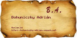 Bohuniczky Adrián névjegykártya